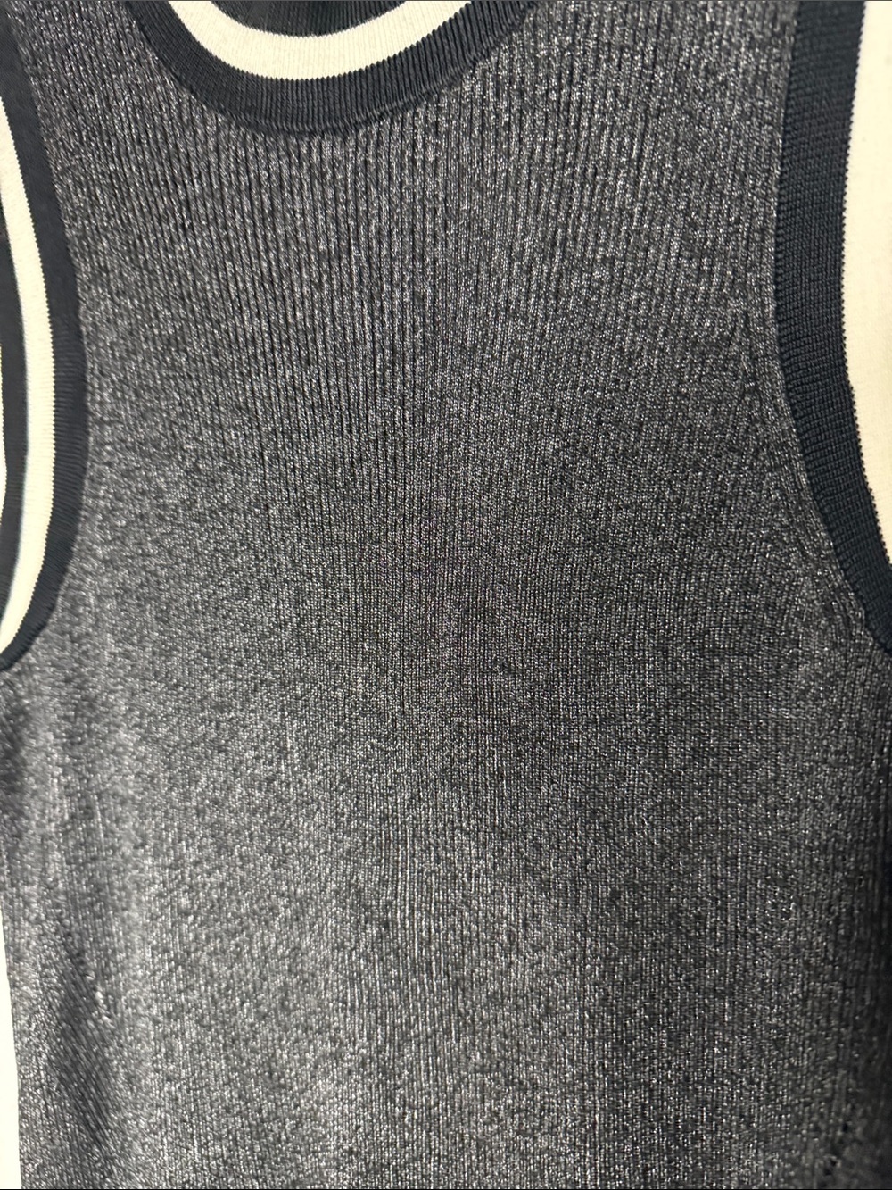 rag & bone Black Sleeveless Knit Tank with Cream Trim. NWOT - Picture 4 of 5